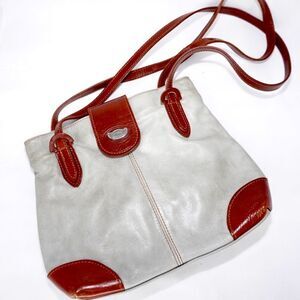 L'Artigiano Gray and Brown Leather Shoulder Bag